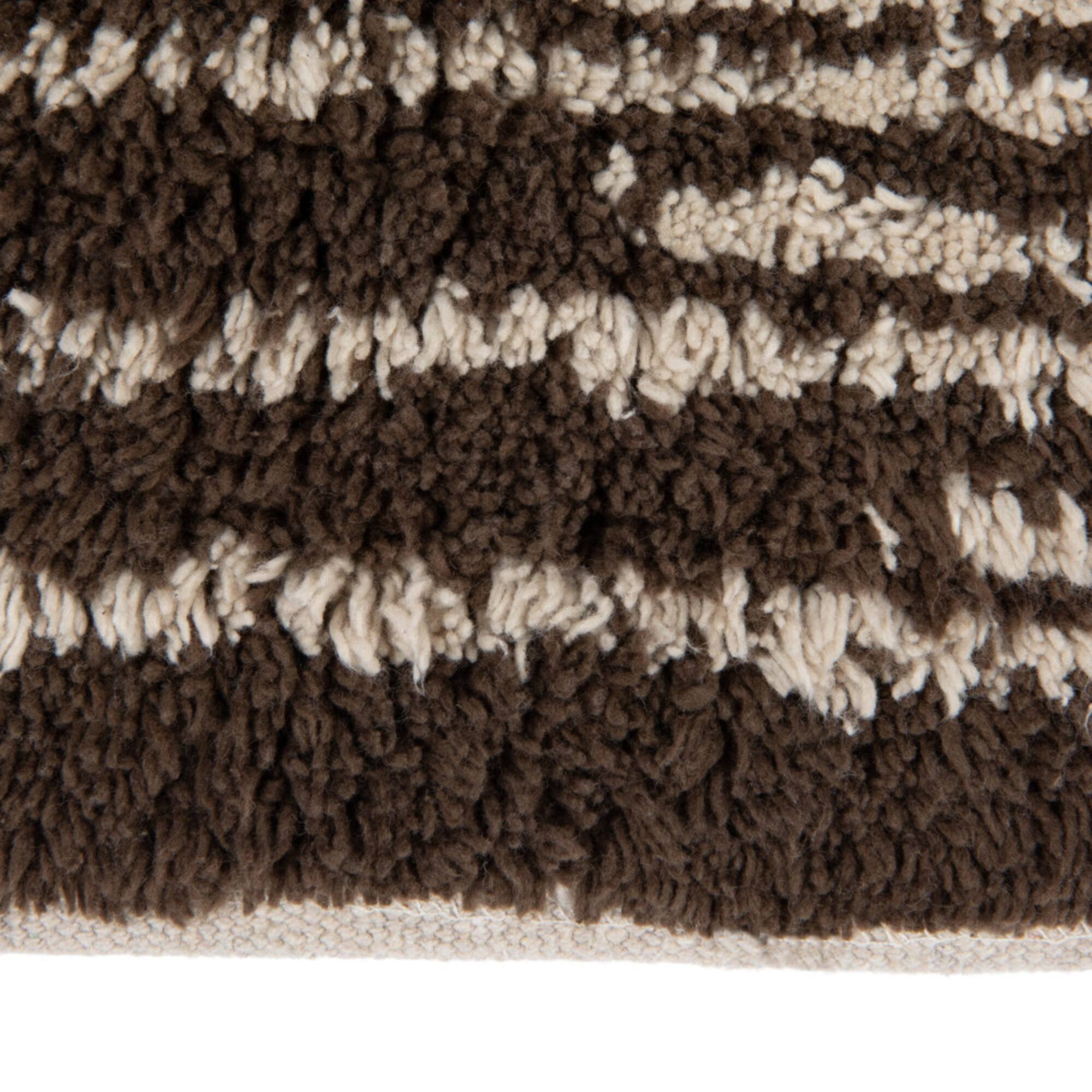 Hello Honey® Brown & Ivory Modern Oval Cotton Tufted Rug With Woven Line Design, 60" x 24"